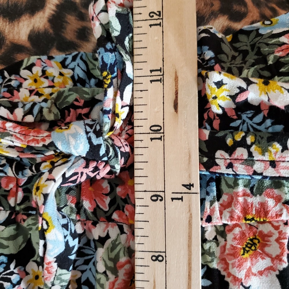 LOFT Floral Paperbag Waist Tie Front Tapered Pants Multi Color Womens Large - Picture 11 of 12